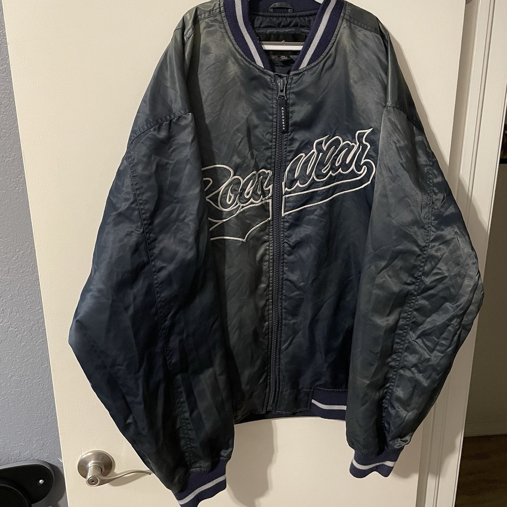 VTG Rocawear Nylon Bomber Jacket, Varsity Style,Snap Button,Streetwear Size XL